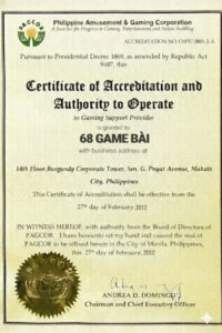 Giấy phép hoạt động 2012 pagcor